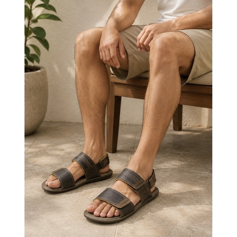 Cartago Grendene Men's Sandals Size 12 Brown & Yellow Soft Insole